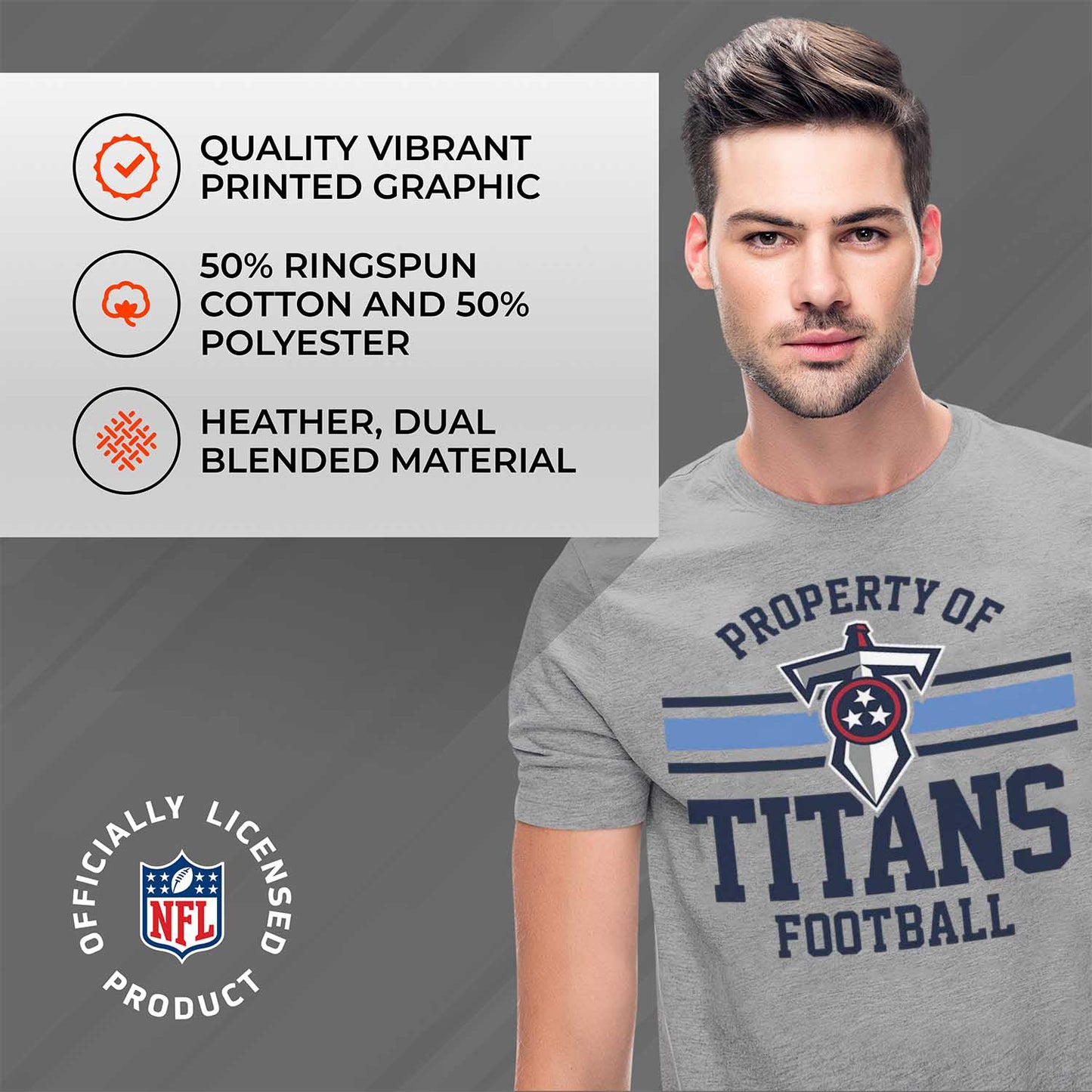 Tennessee Titans NFL Adult Property Of T-Shirt - Sport Gray