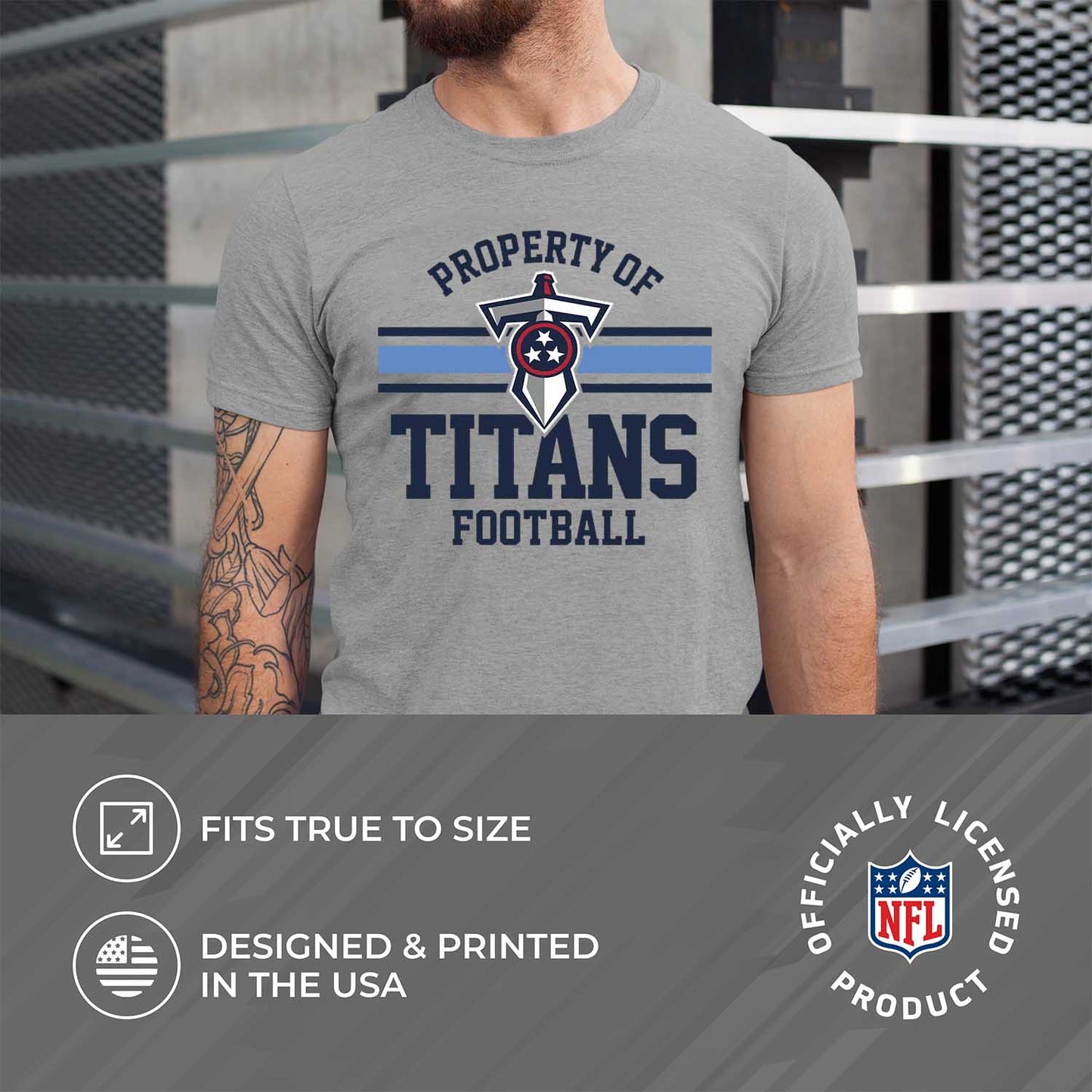 Tennessee Titans NFL Adult Property Of T-Shirt - Sport Gray