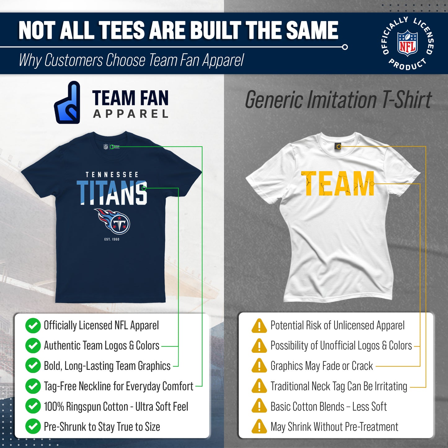 Tennessee Titans Adult NFL Diagonal Fade Color Block T-Shirt - Navy