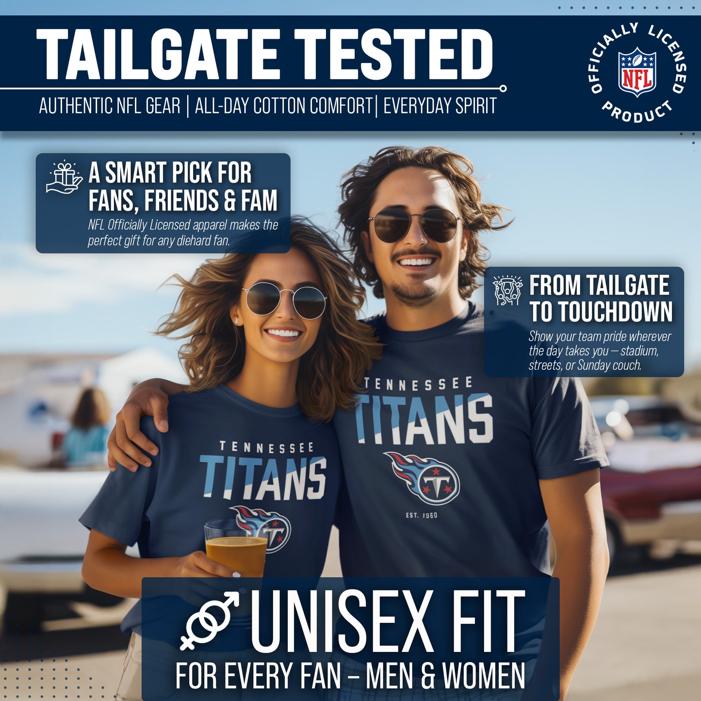 Tennessee Titans Adult NFL Diagonal Fade Color Block T-Shirt - Navy