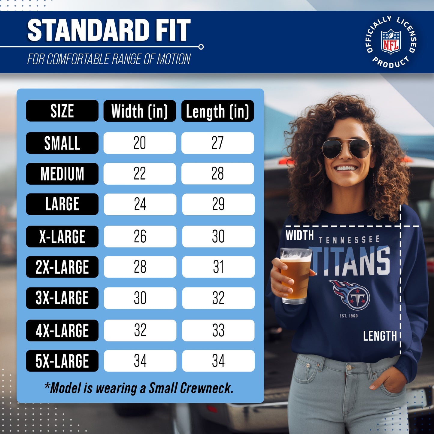 Tennessee Titans Adult NFL Diagonal Fade Color Block Crewneck Sweatshirt - Navy