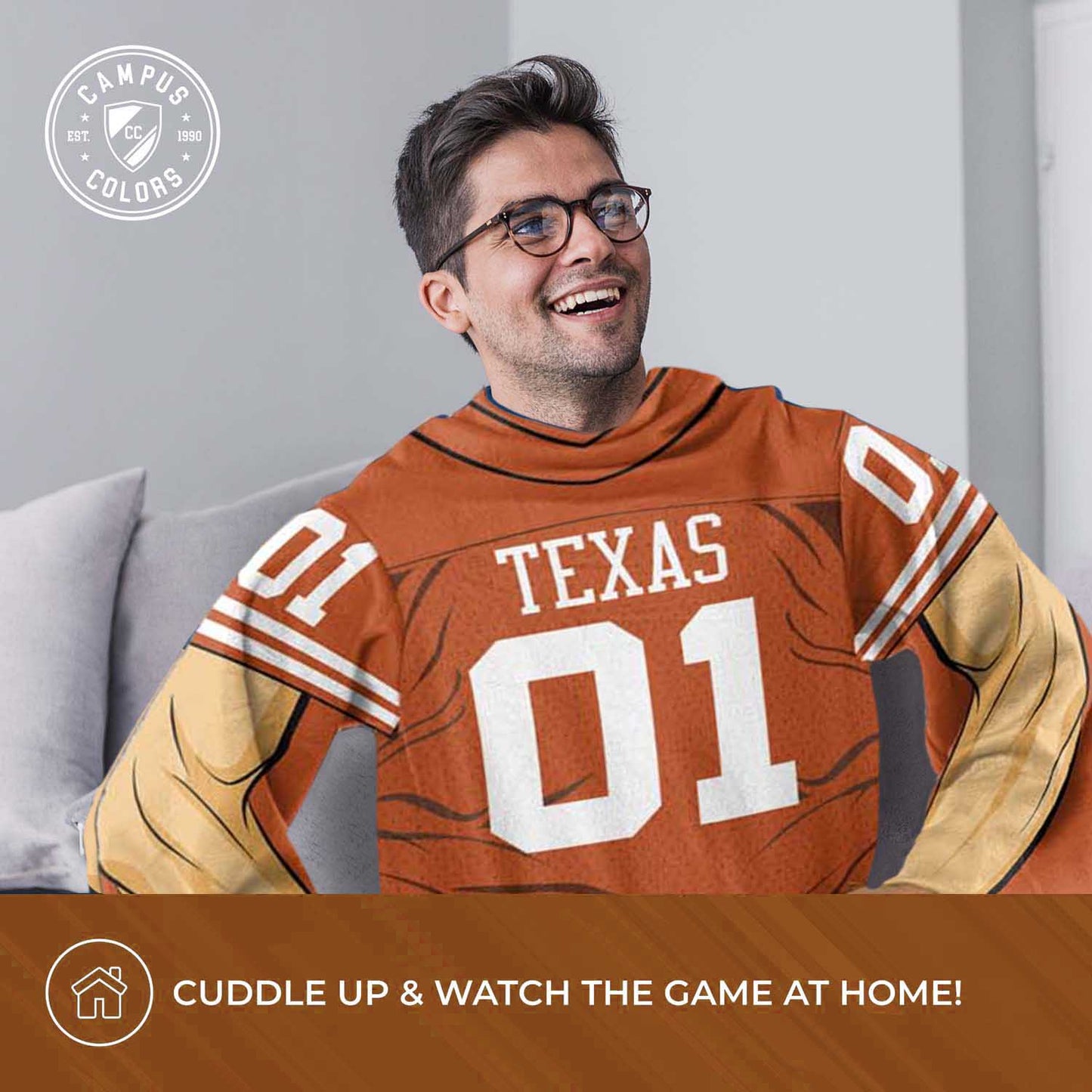Texas Longhorns NCAA Team Wearable Blanket with Sleeves - Texas Orange