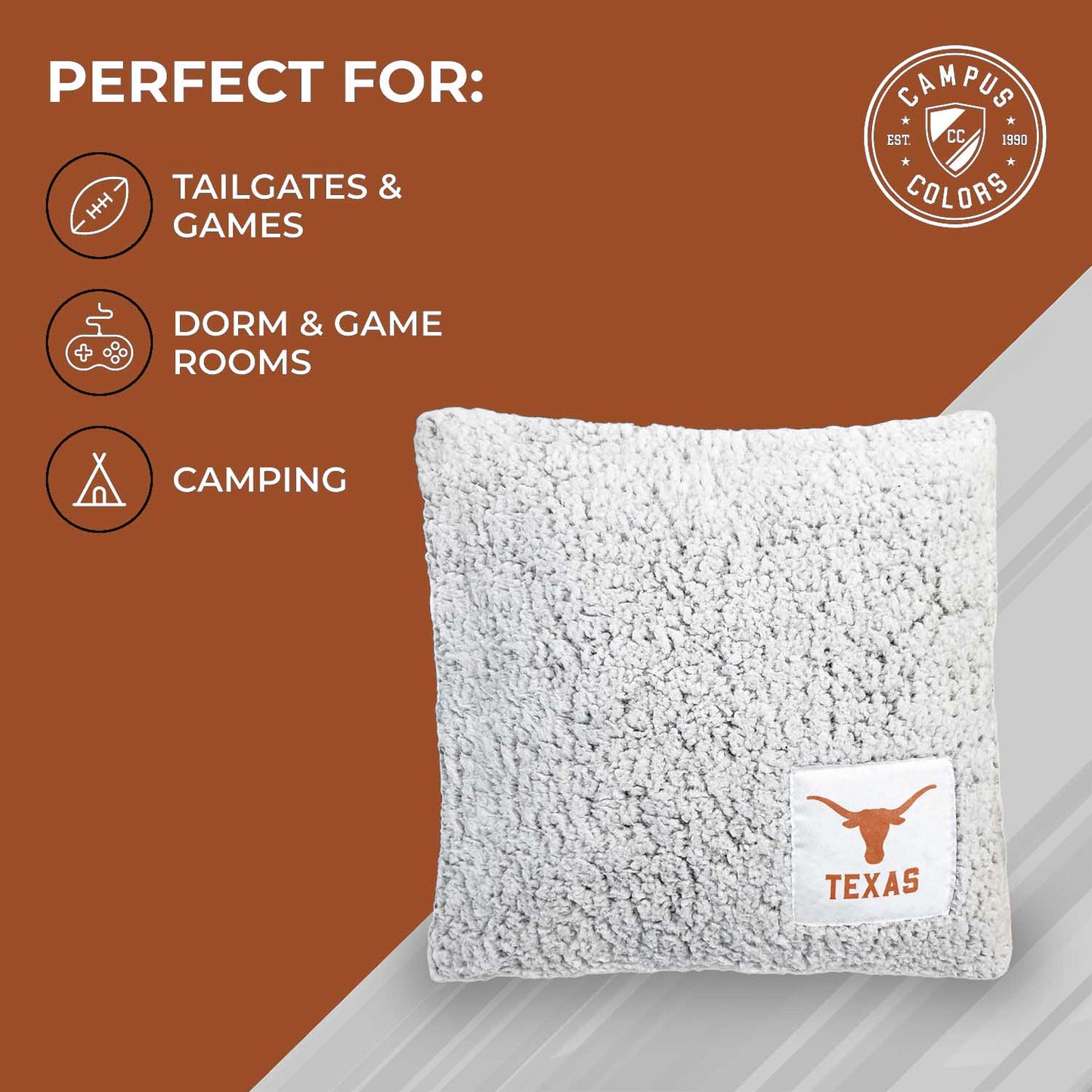 Texas Longhorns Two Tone Sherpa Throw Pillow - Team Color