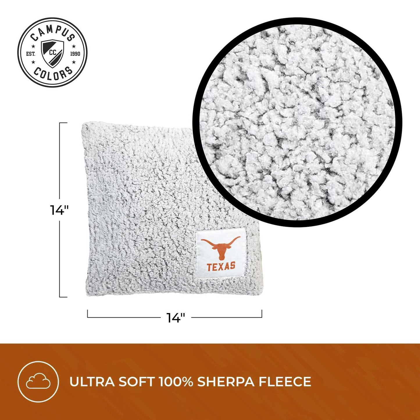 Texas Longhorns Two Tone Sherpa Throw Pillow - Team Color