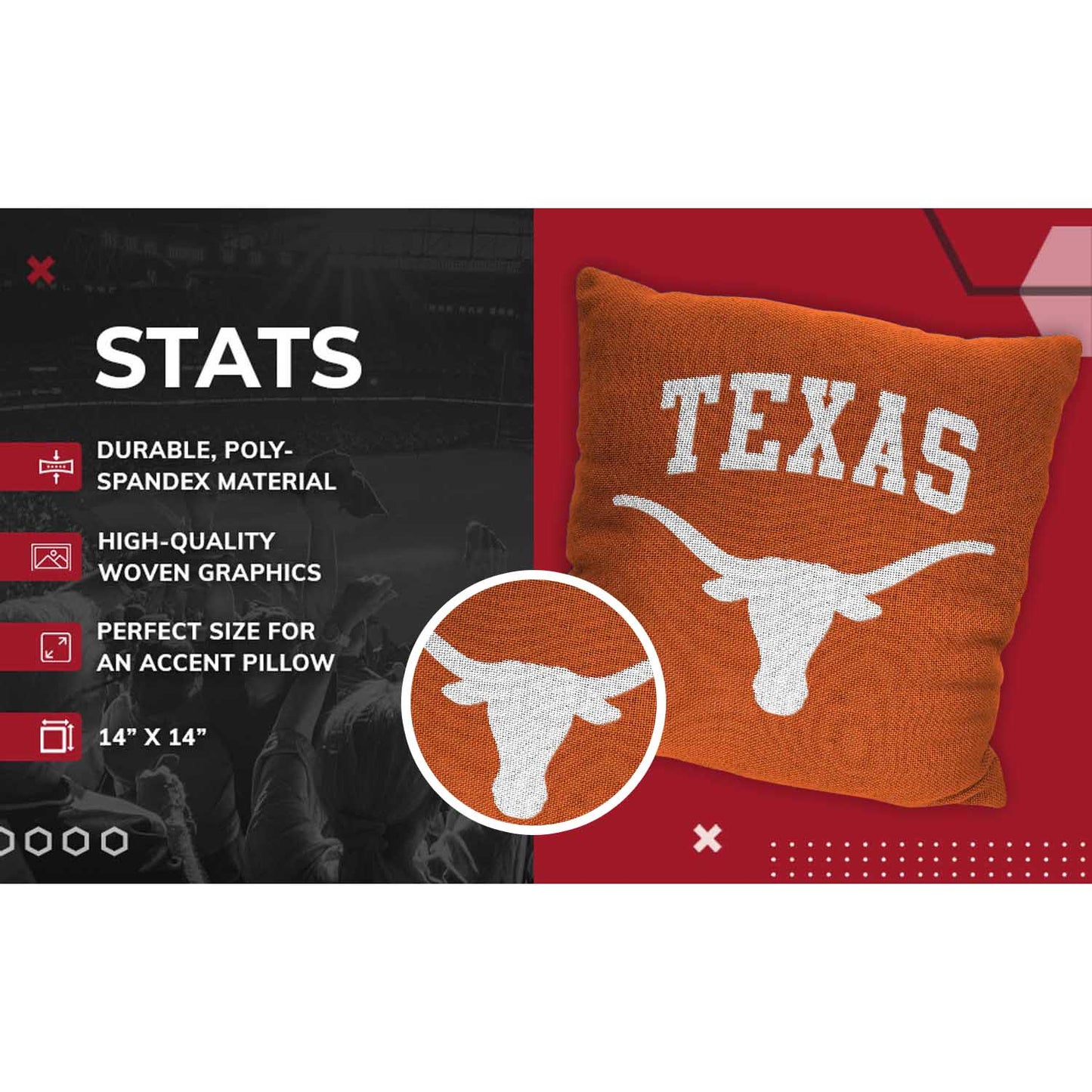 Texas Longhorns NCAA Decorative Pillow - Texas Orange