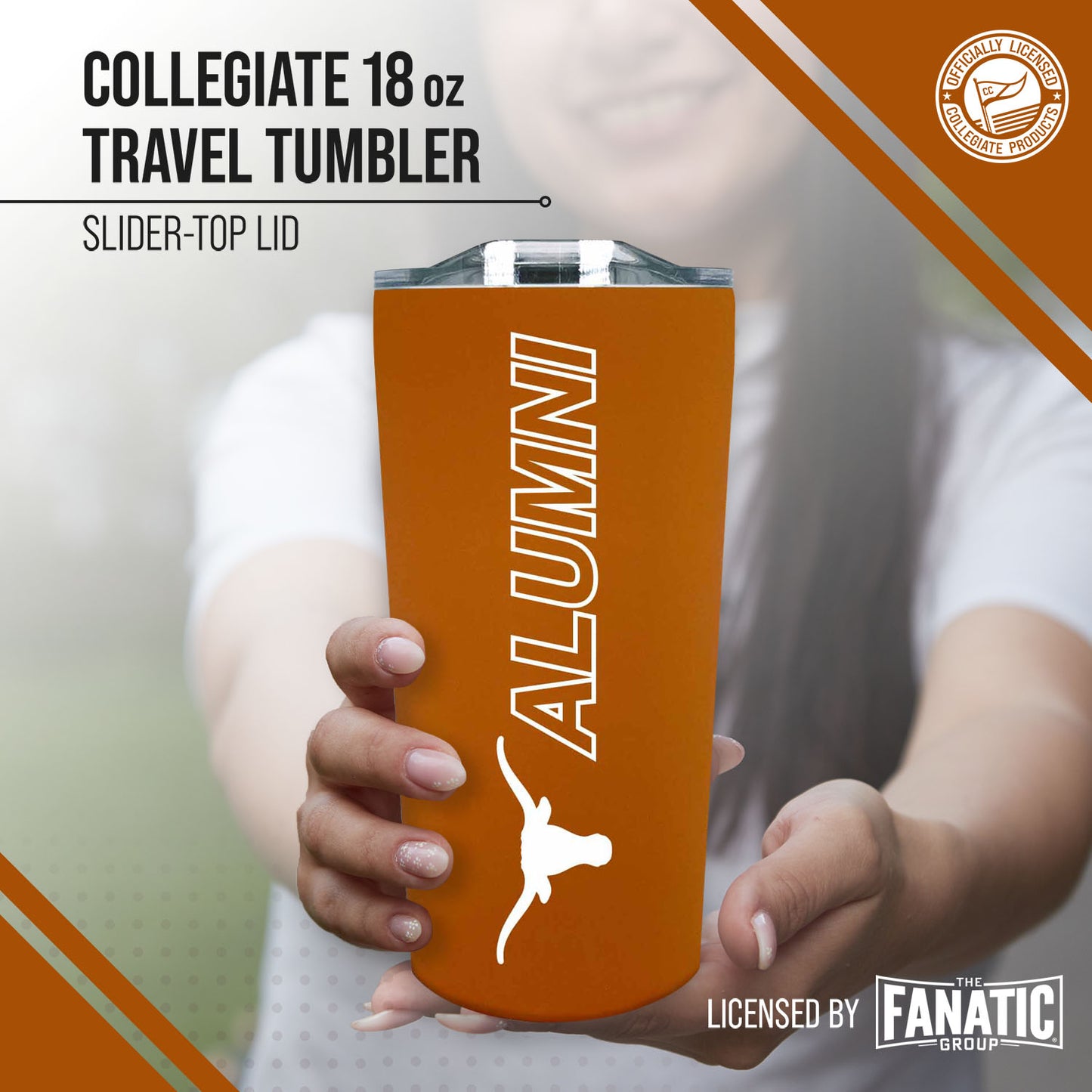 Texas Longhorns Collegiate Stainless Steel Travel Tumbler for Alumni - Texas Orange