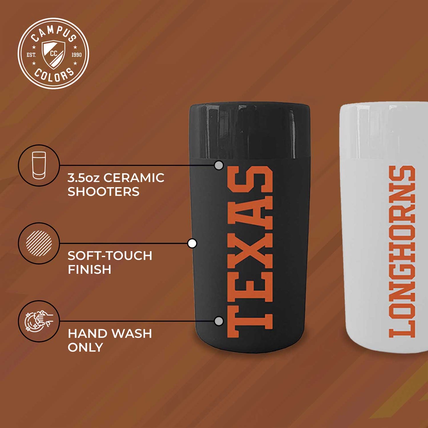 Texas Longhorns College and University 2-Pack Shot Glasses - Team Color