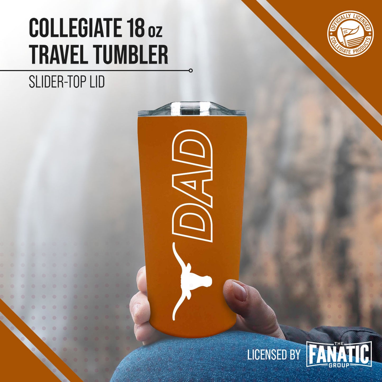 Texas Longhorns NCAA Stainless Steel Travel Tumbler for Dad - Texas Orange