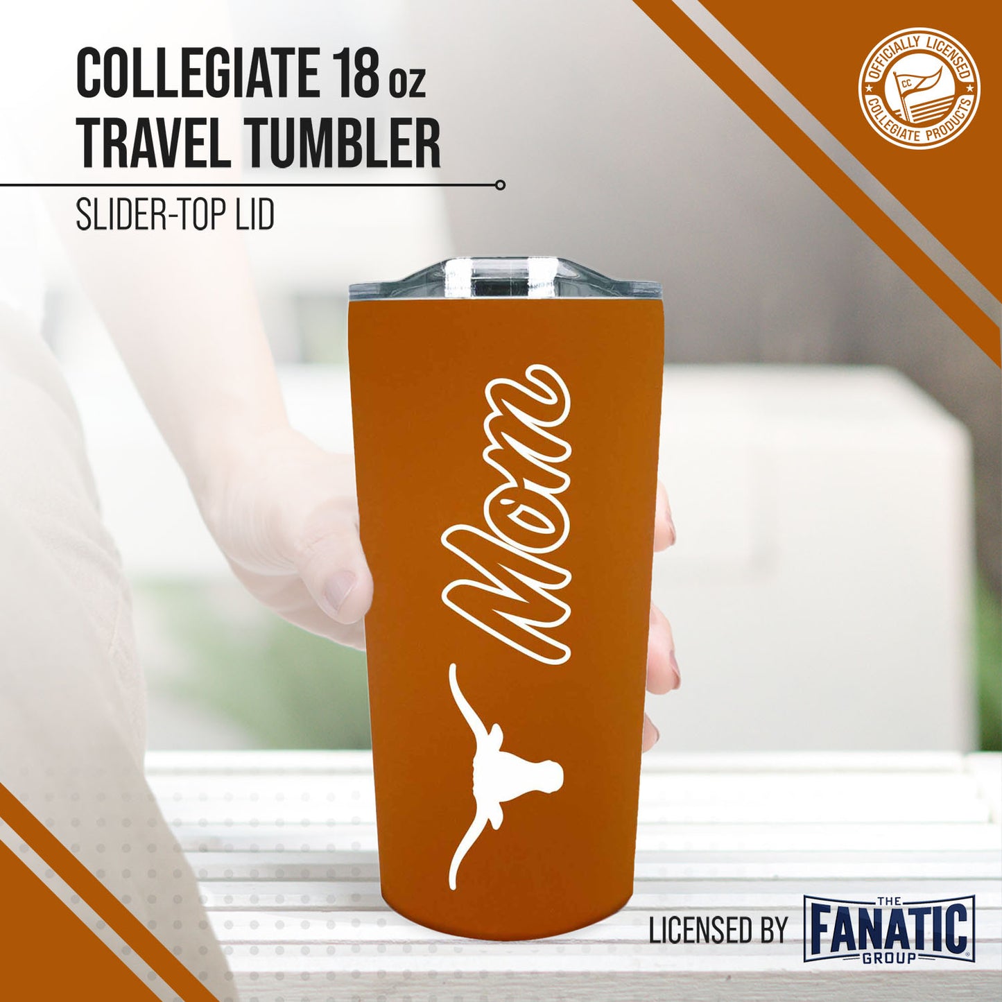 Texas Longhorns NCAA Stainless Steel Travel Tumbler for Mom - Texas Orange