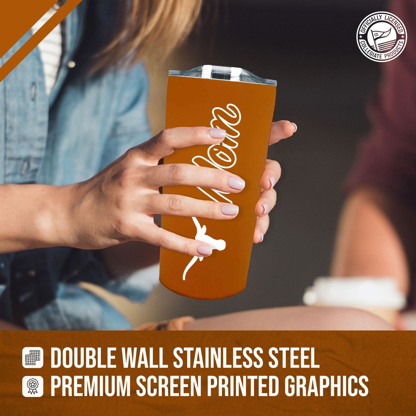Texas Longhorns NCAA Stainless Steel Travel Tumbler for Mom - Texas Orange