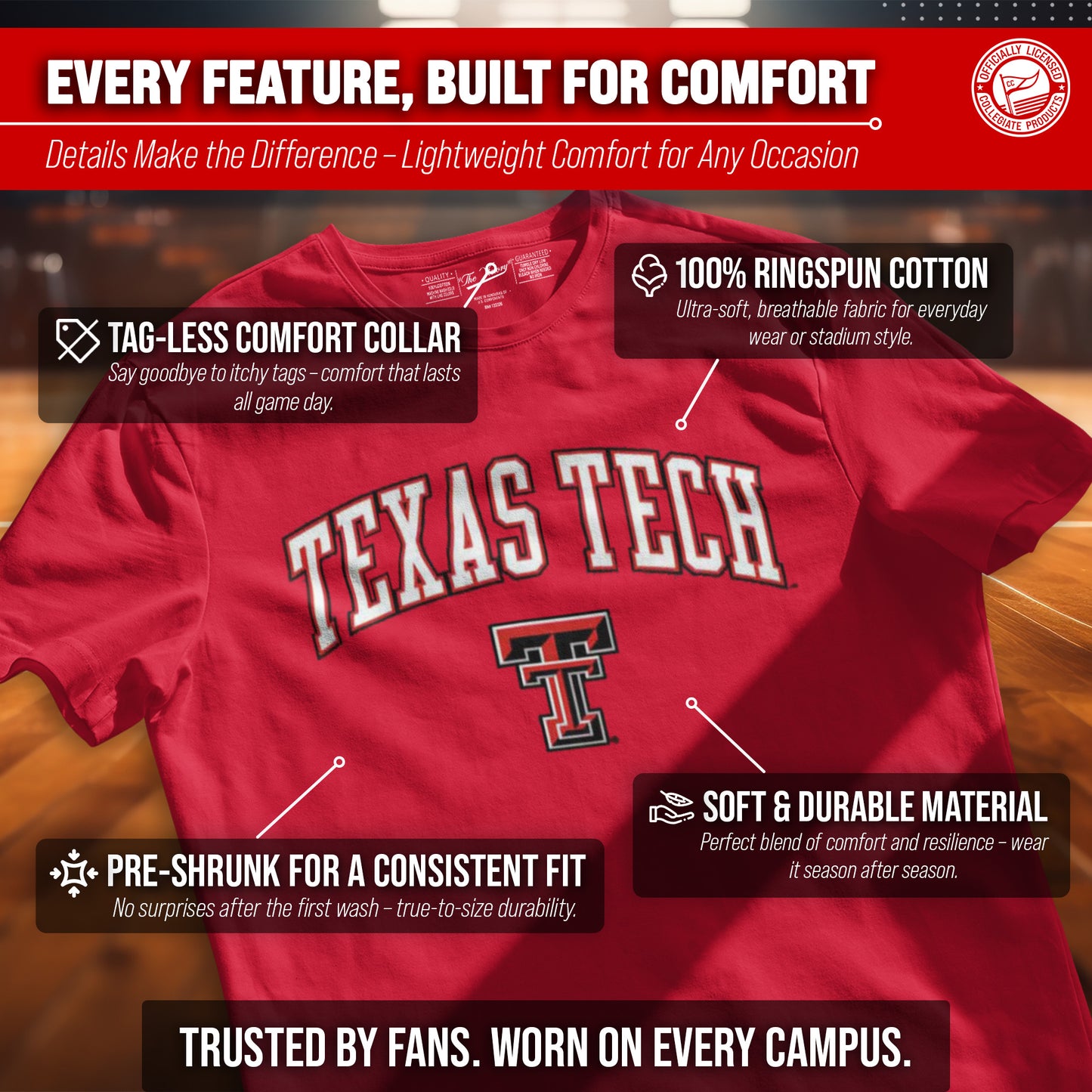 Texas Tech Red Raiders NCAA Adult Gameday Cotton T-Shirt - Red