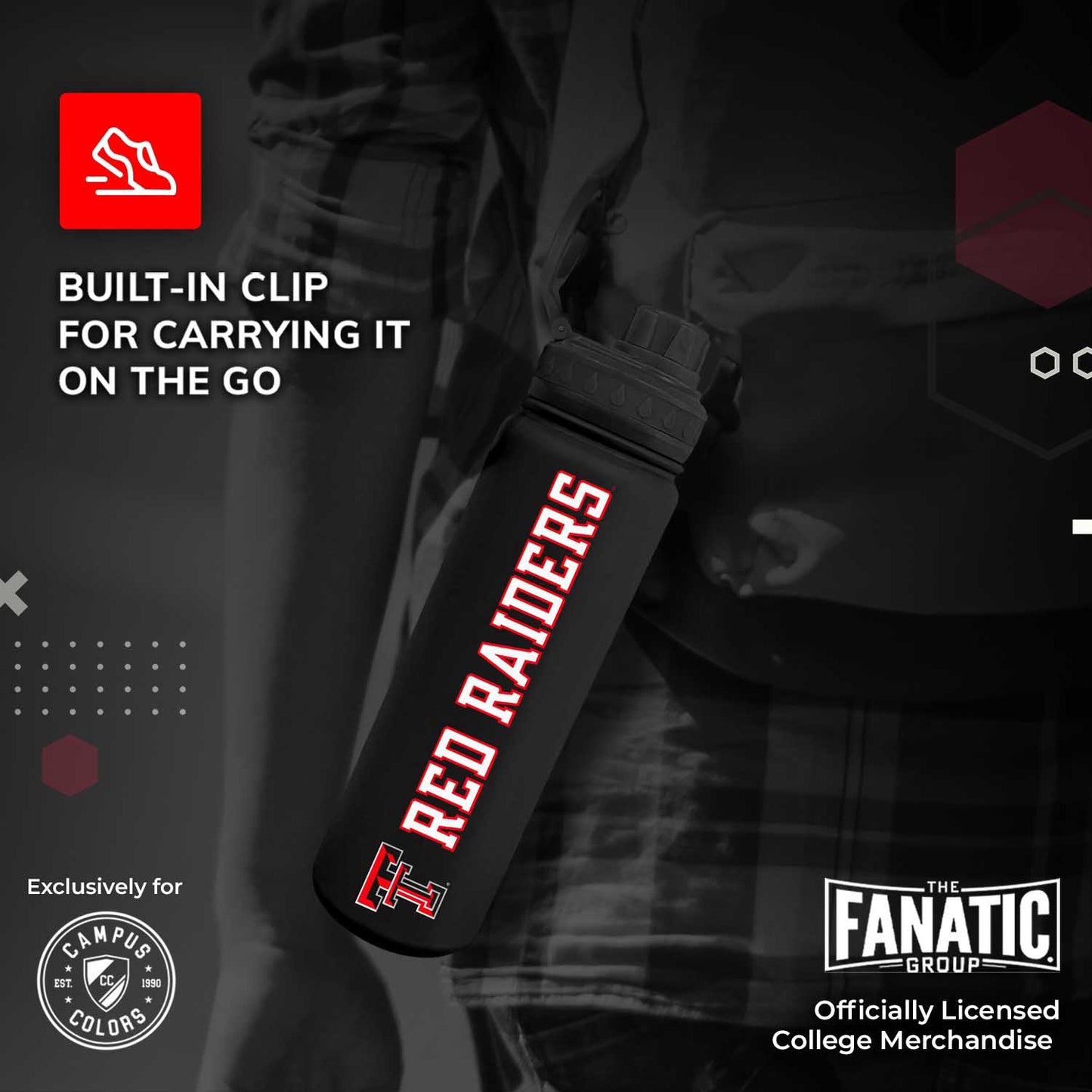 Texas Tech Red Raiders NCAA Stainless Steel Water Bottle - Black