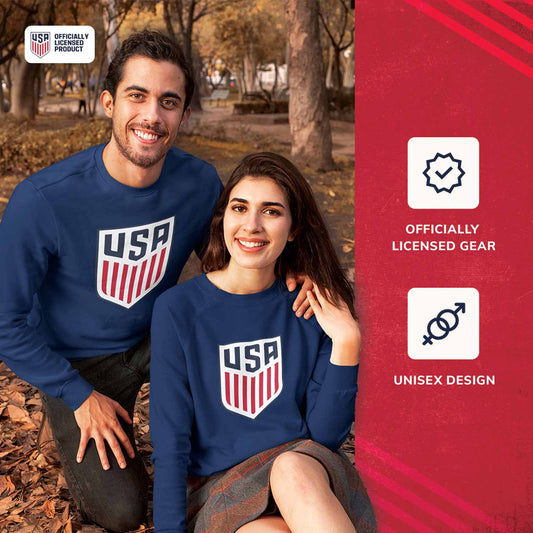 USA National Team The Victory Officially Licensed Unisex Adult US Men's National Soccer Team Gameday Logo Crewneck Sweatshirt - Navy