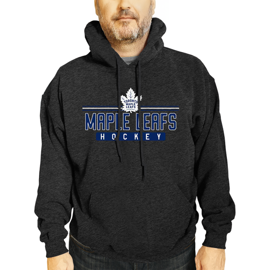 Toronto Maple Leafs NHL Adult Heather Charcoal True Fan Hooded Sweatshirt Unisex - Charcoal