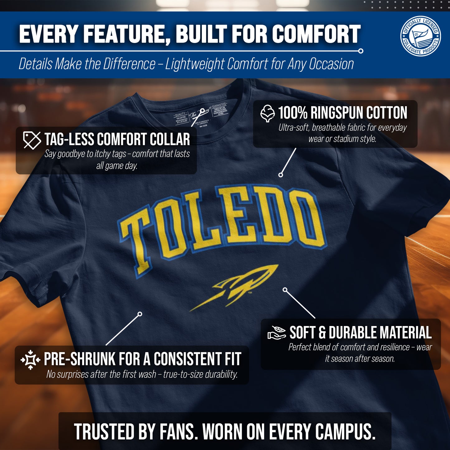 Toledo Rockets NCAA Adult Gameday Cotton T-Shirt - Navy