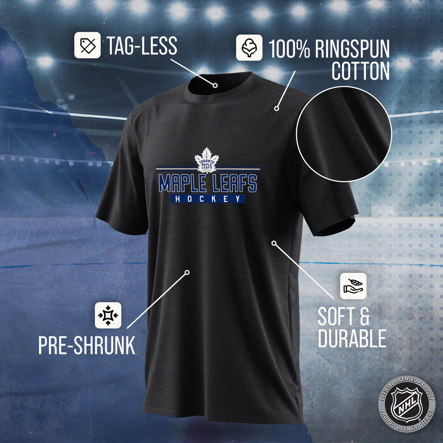 Toronto Maple Leafs Adult NHL Heather Charcoal True Fan Hockey T-Shirt - Charcoal