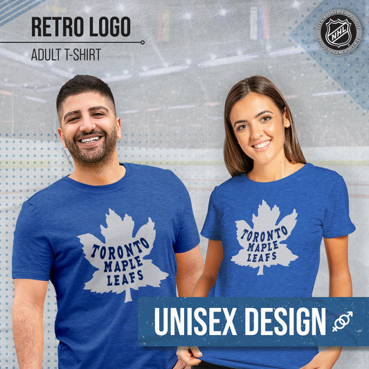 Toronto Maple Leafs NHL Adult Retro Logo Tag-Less T-Shirt - Royal Heather