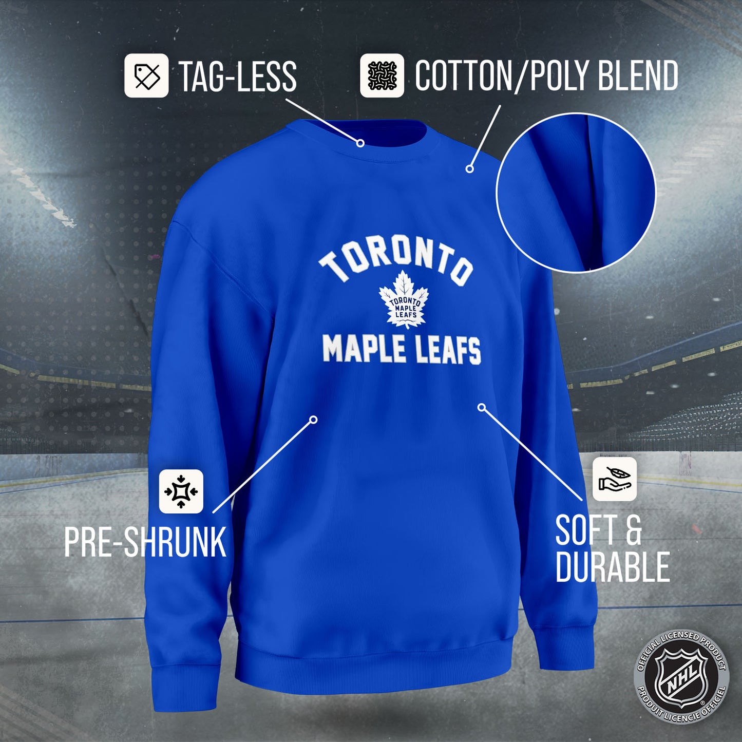 Toronto Maple Leafs Adult NHL Gameday Crewneck Sweatshirt - Royal