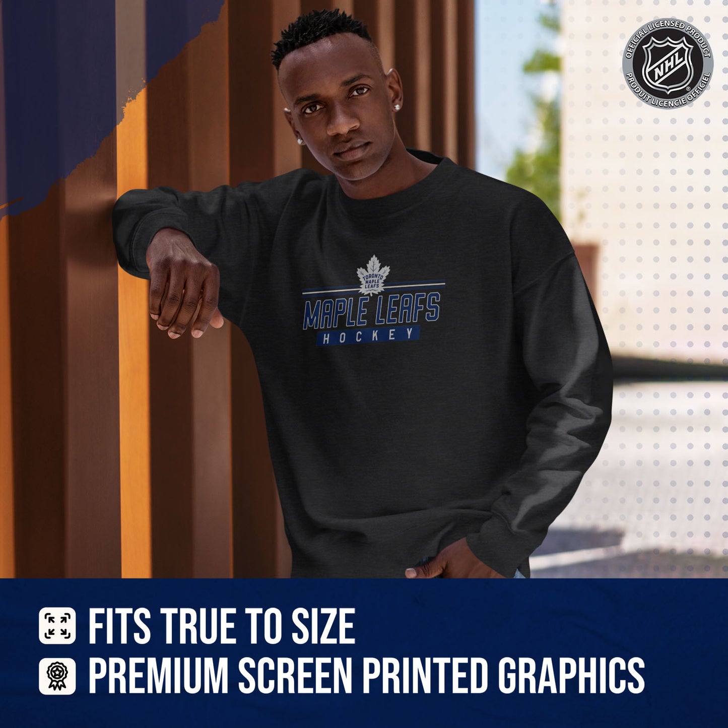 Toronto Maple Leafs NHL Charcoal True Fan Crewneck Sweatshirt - Charcoal