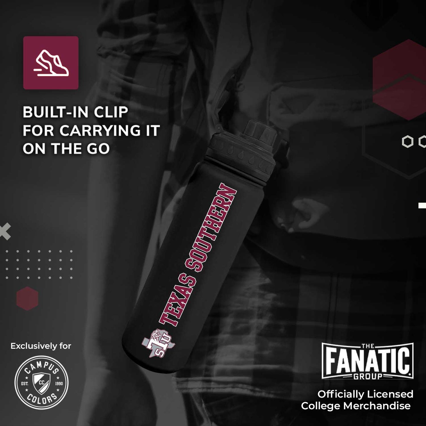 Texas Southern University NCAA Stainless Steel Water Bottle - Black