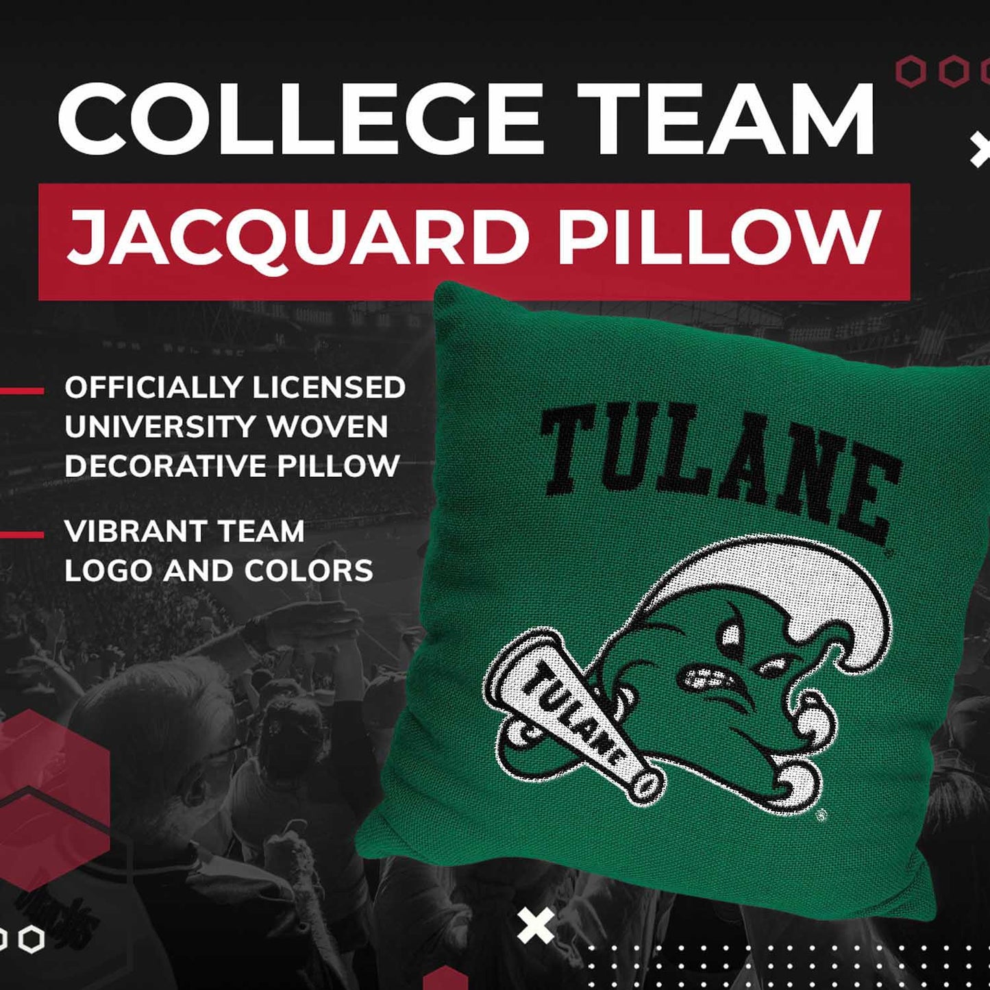 Tulane Green Wave NCAA Decorative Pillow - Green