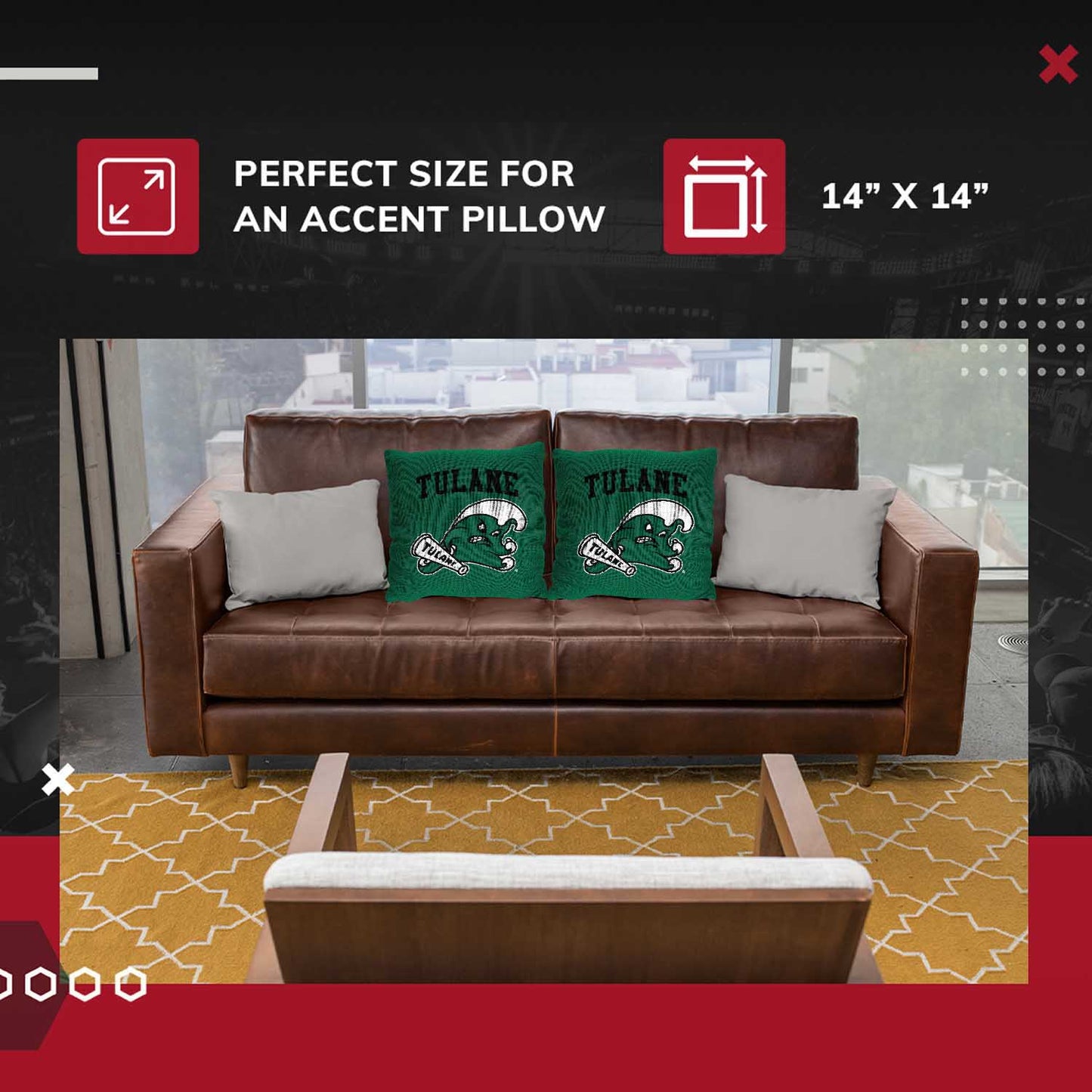 Tulane Green Wave NCAA Decorative Pillow - Green