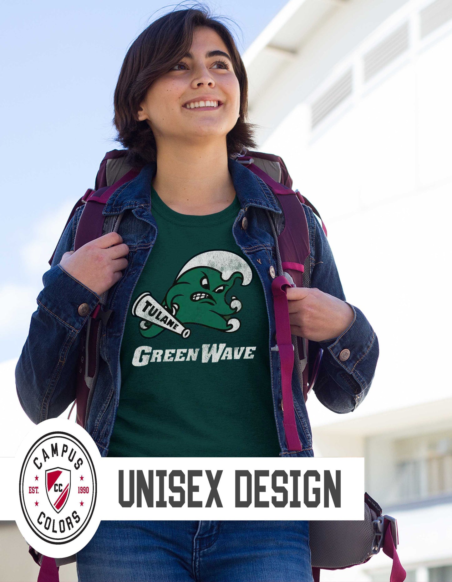 Tulane Green Wave Adult MVP Heathered Cotton Blend T-Shirt - Green