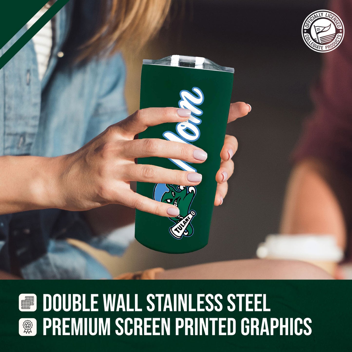 Tulane Green Wave NCAA Stainless Steel Travel Tumbler for Mom - Green