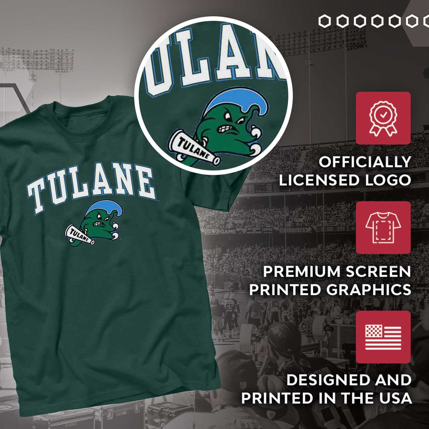 Tulane Green Wave NCAA Adult Gameday Cotton T-Shirt - Green