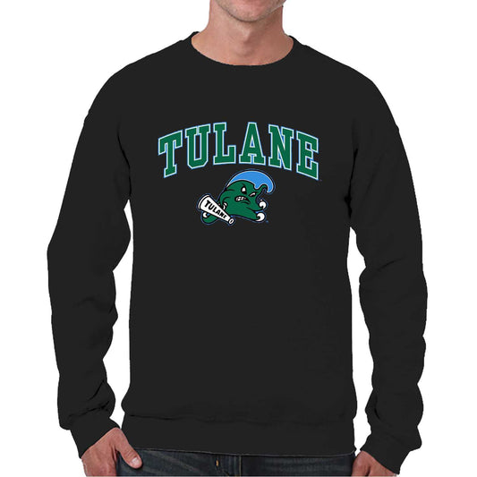 Tulane Green Wave Adult Arch & Logo Soft Style Gameday Crewneck Sweatshirt - Black