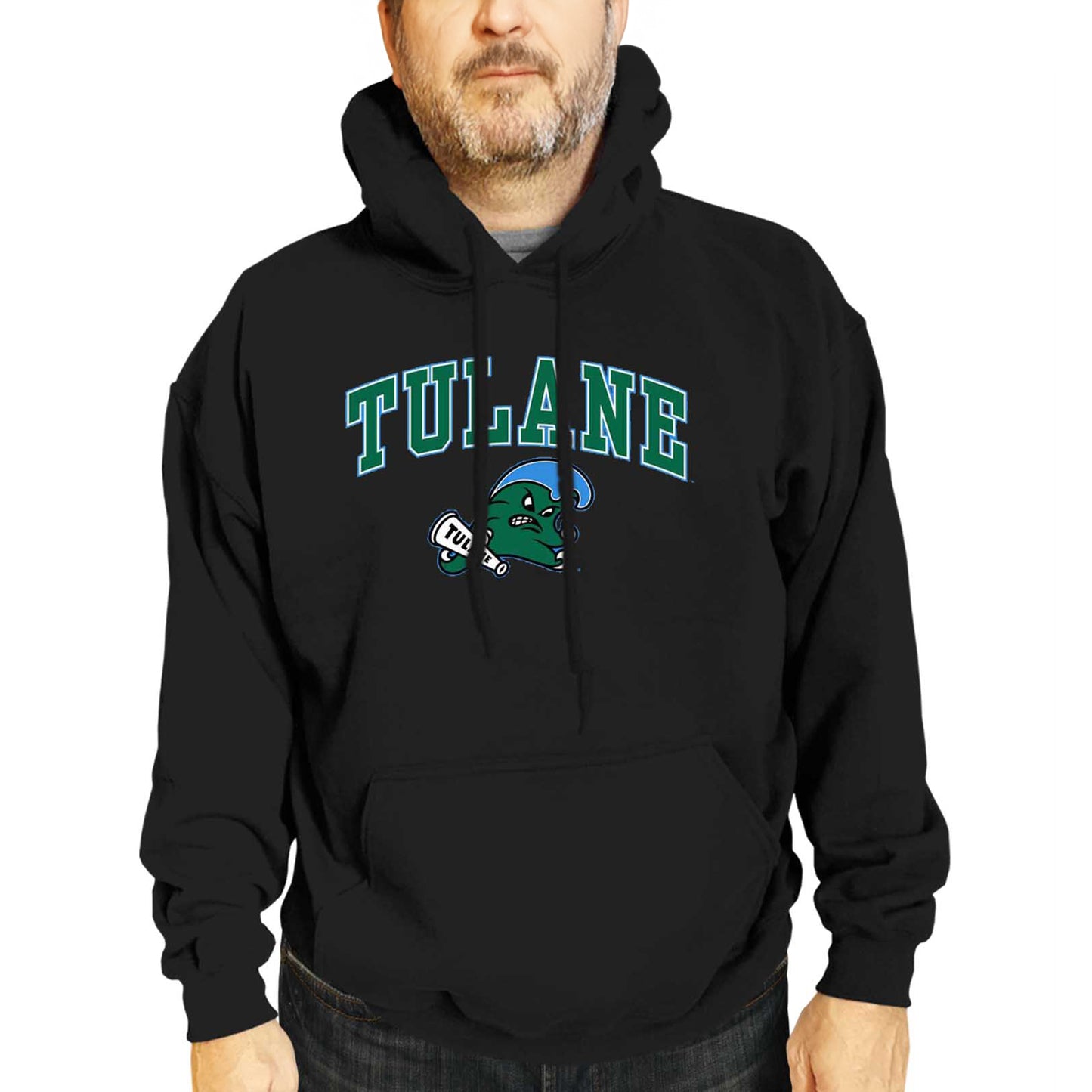 Tulane Green Wave Adult Arch & Logo Soft Style Gameday Hooded Sweatshirt - Black