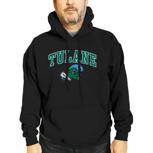 Tulane Green Wave Adult Arch & Logo Soft Style Gameday Hooded Sweatshirt - Black