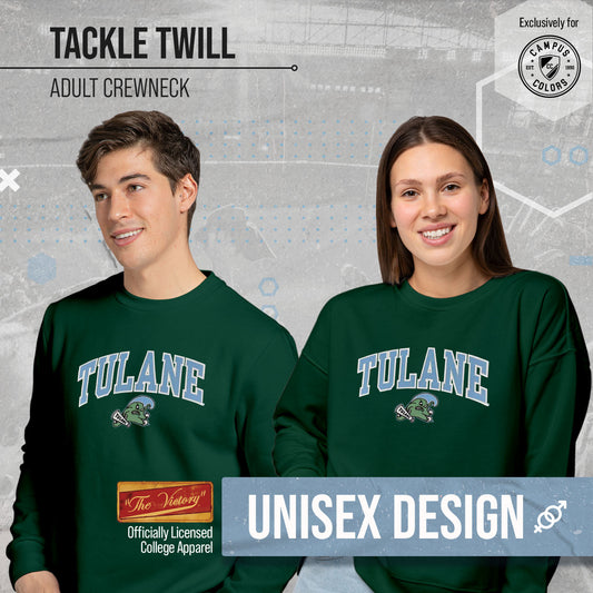 Tulane Green Wave NCAA Adult Tackle Twill Crewneck Sweatshirt - Green