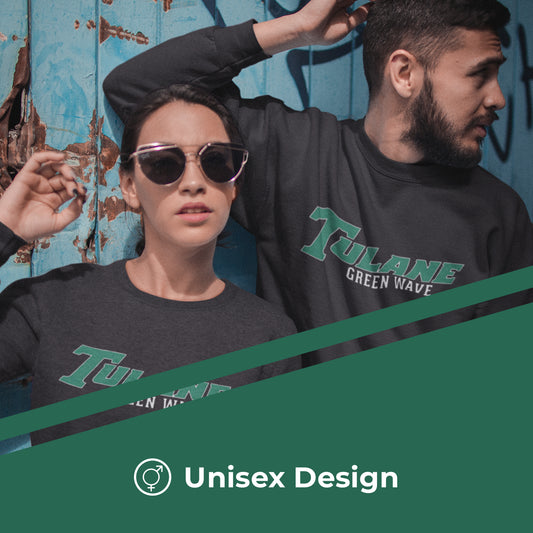 Tulane Green Wave NCAA Adult Charcoal Crewneck Fleece Sweatshirt - Charcoal