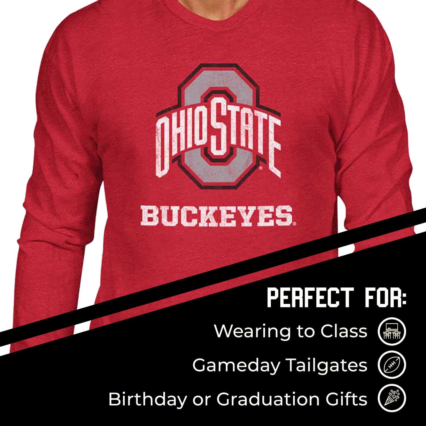 Ohio State Buckeyes NCAA MVP Adult Long-Sleeve Shirt - Red