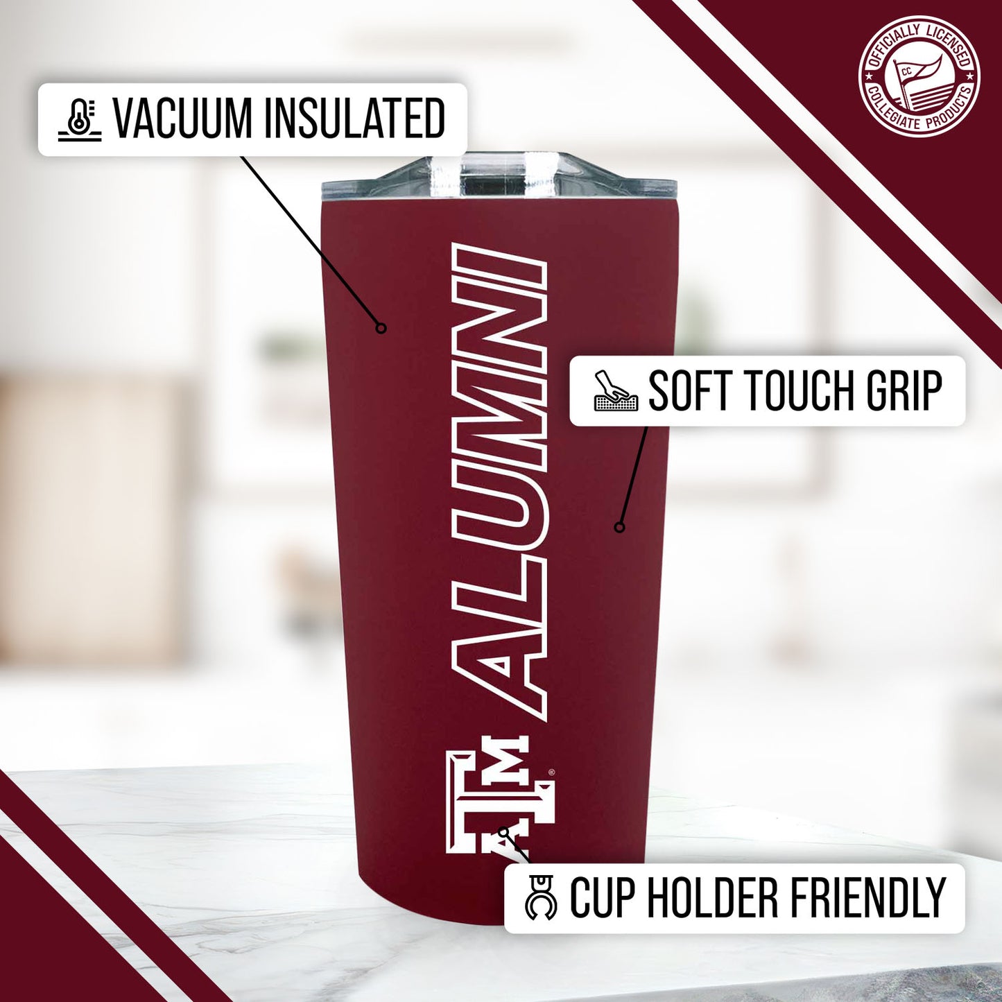 Texas A&M Aggies Collegiate Stainless Steel Travel Tumbler for Alumni - Maroon