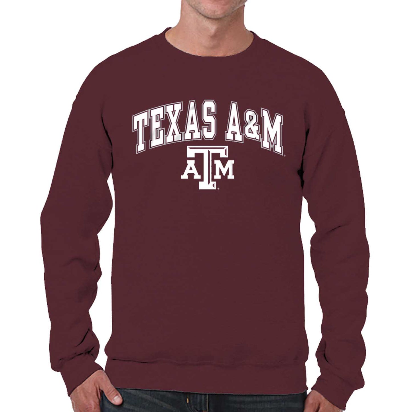 Texas A&M Aggies Adult Arch & Logo Soft Style Gameday Crewneck Sweatshirt - Maroon