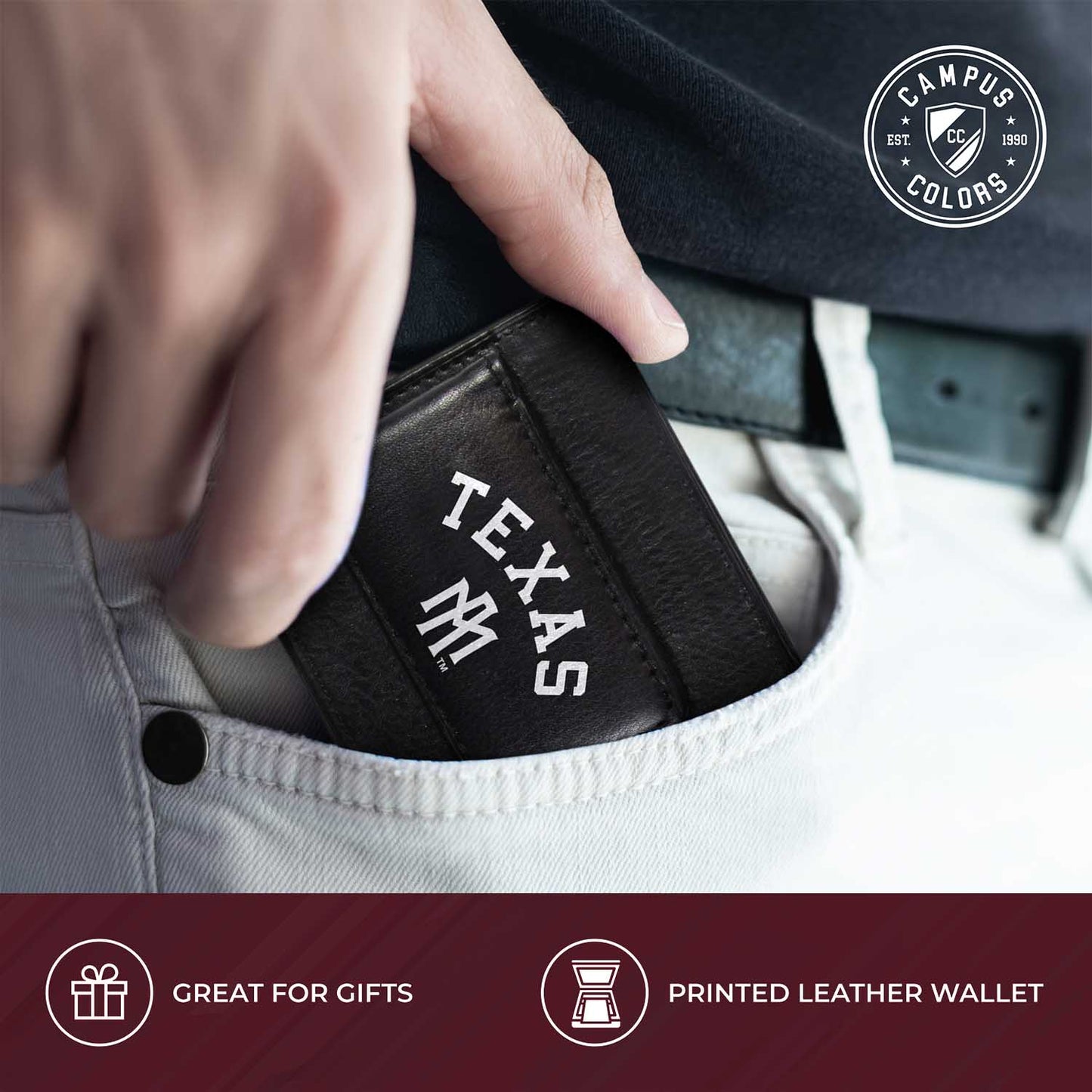 Texas A&M Aggies School Logo Leather Card/Cash Holder and Bottle Opener Keychain Bundle - Black