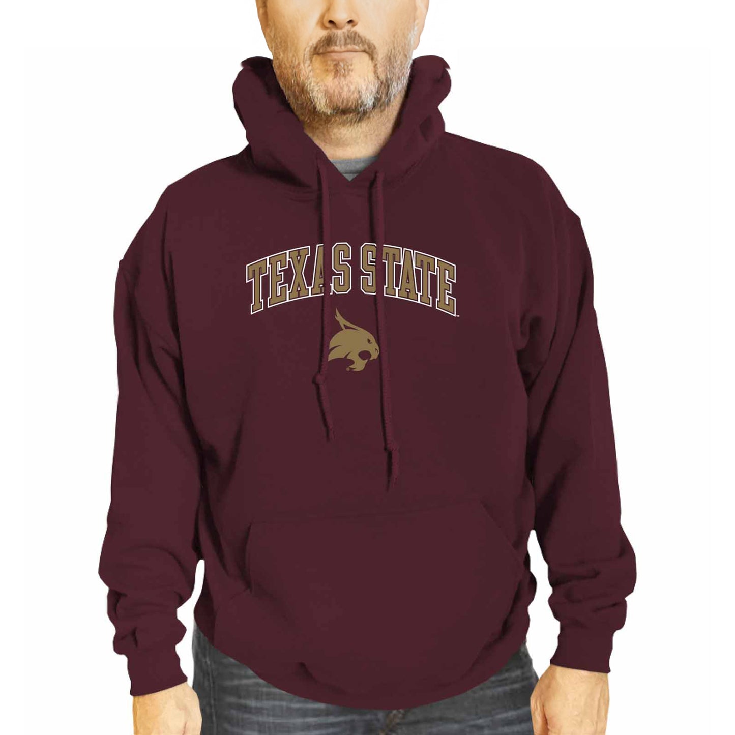 Texas State Bobcats Adult Arch & Logo Soft Style Gameday Hooded Sweatshirt - Maroon