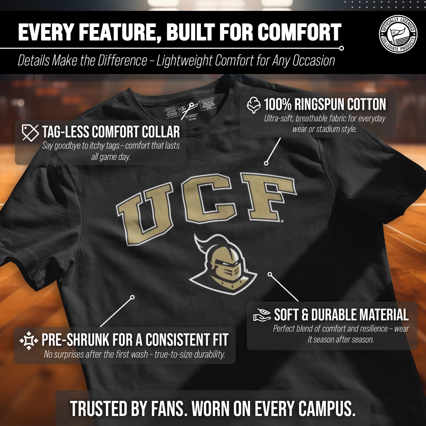 Central Florida Knights NCAA Adult Gameday Cotton T-Shirt - Black