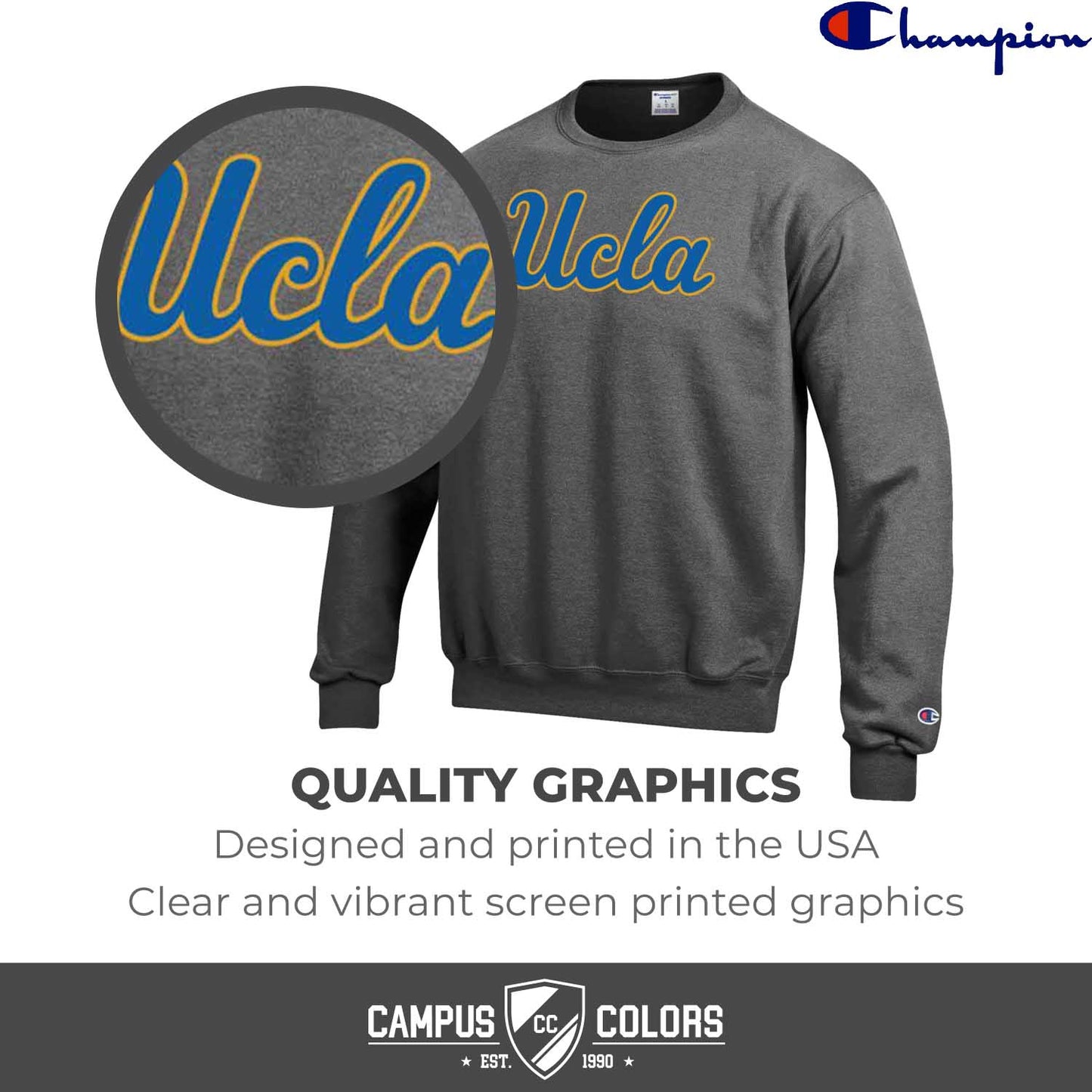 UCLA Bruins Adult Mascot Fleece Crewneck - Charcoal