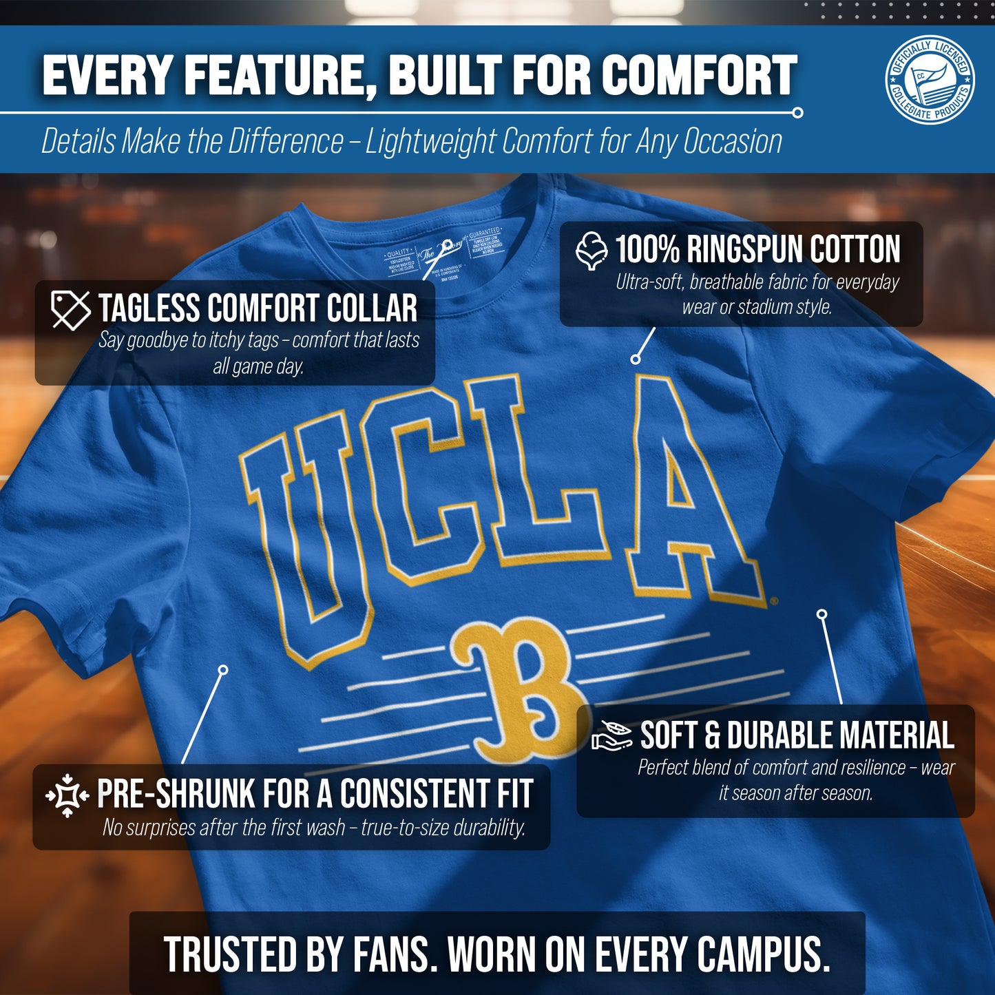 UCLA Bruins NCAA Adult Unisex Overtime Classics T-Shirt - Blue