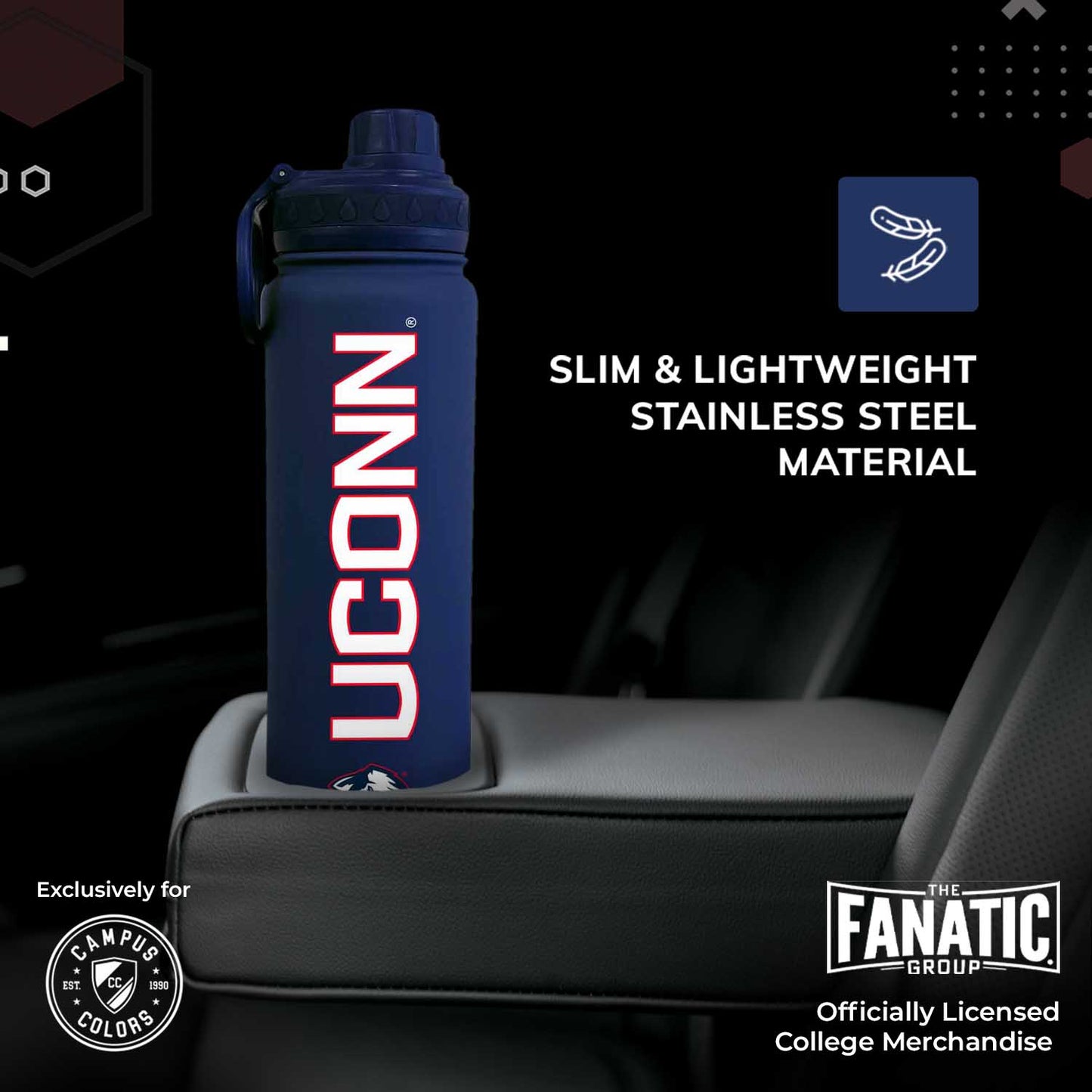 UCONN Huskies NCAA Stainless Steel Water Bottle - Navy