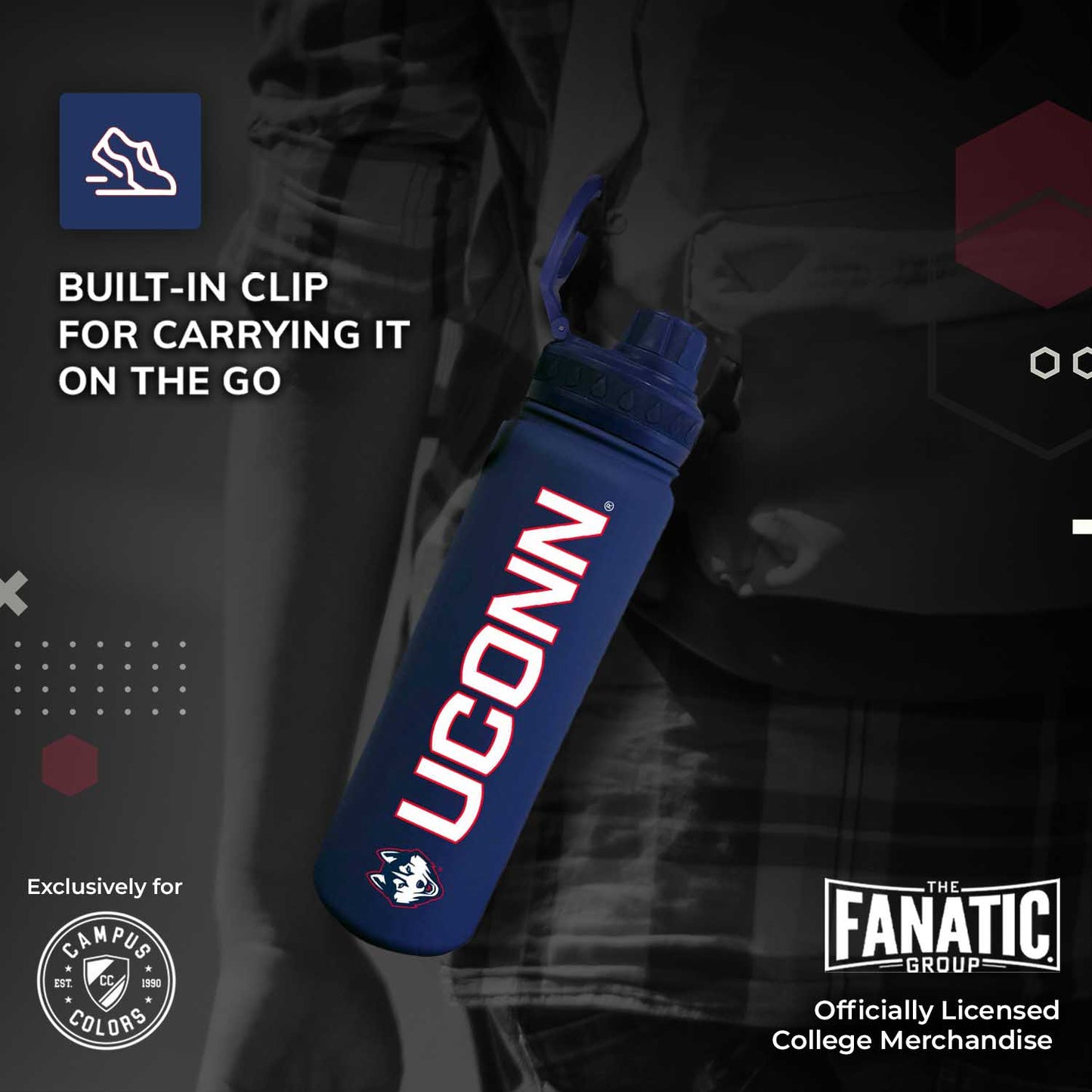 UCONN Huskies NCAA Stainless Steel Water Bottle - Navy
