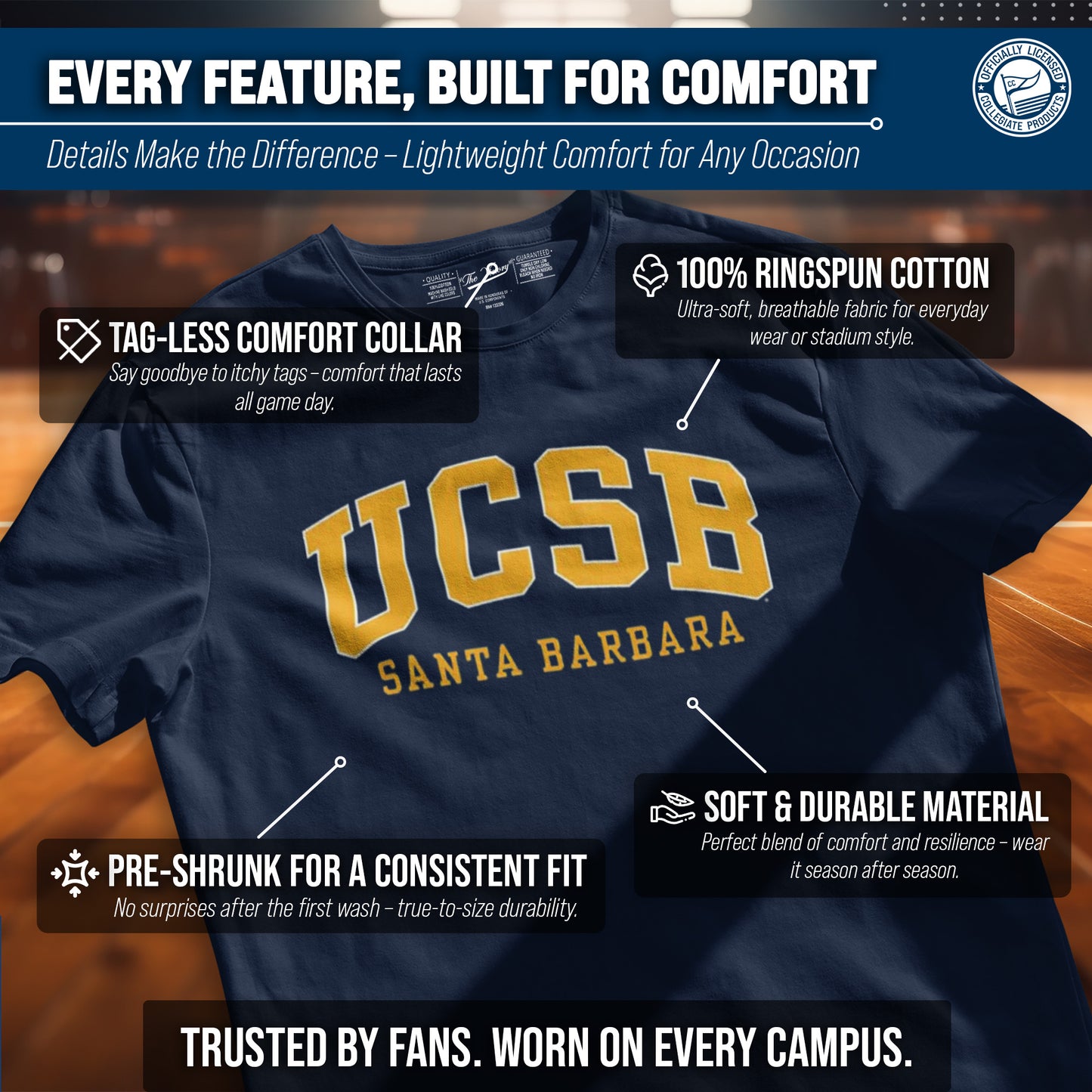 UCSB Gauchos NCAA Adult Gameday Cotton T-Shirt - Navy