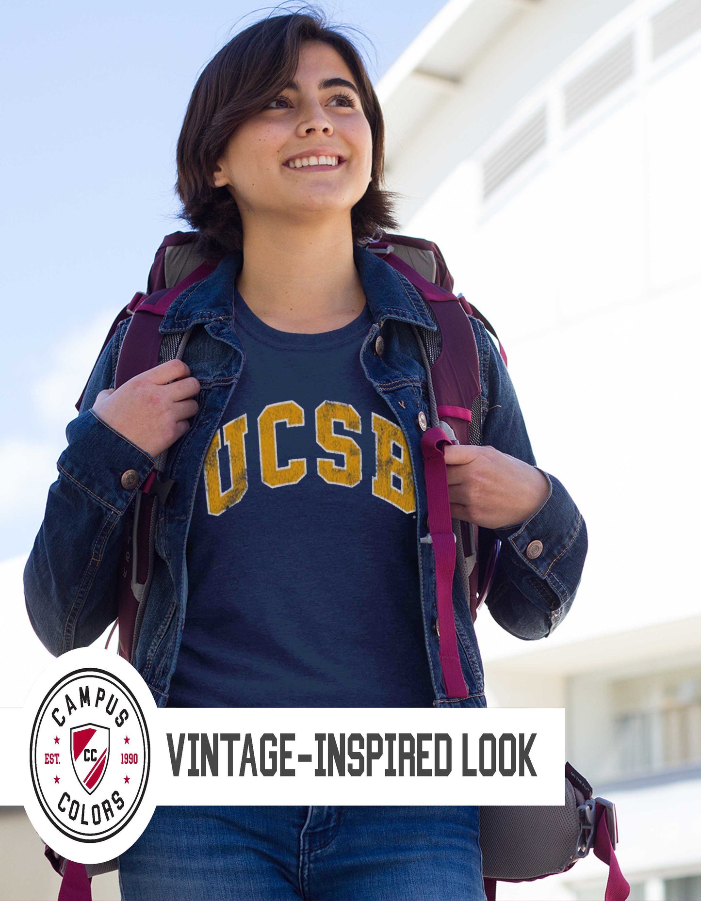 UCSB Gauchos Adult MVP Heathered Cotton Blend T-Shirt - Navy