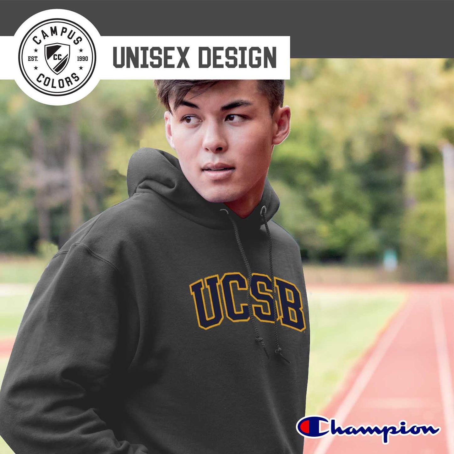 UCSB Gauchos Adult Mascot Fleece Hooded Sweatshirt - Charcoal