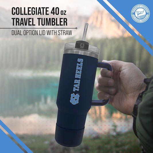 North Carolina Tar Heels College & University 40 oz Travel Tumbler With Handle - Navy