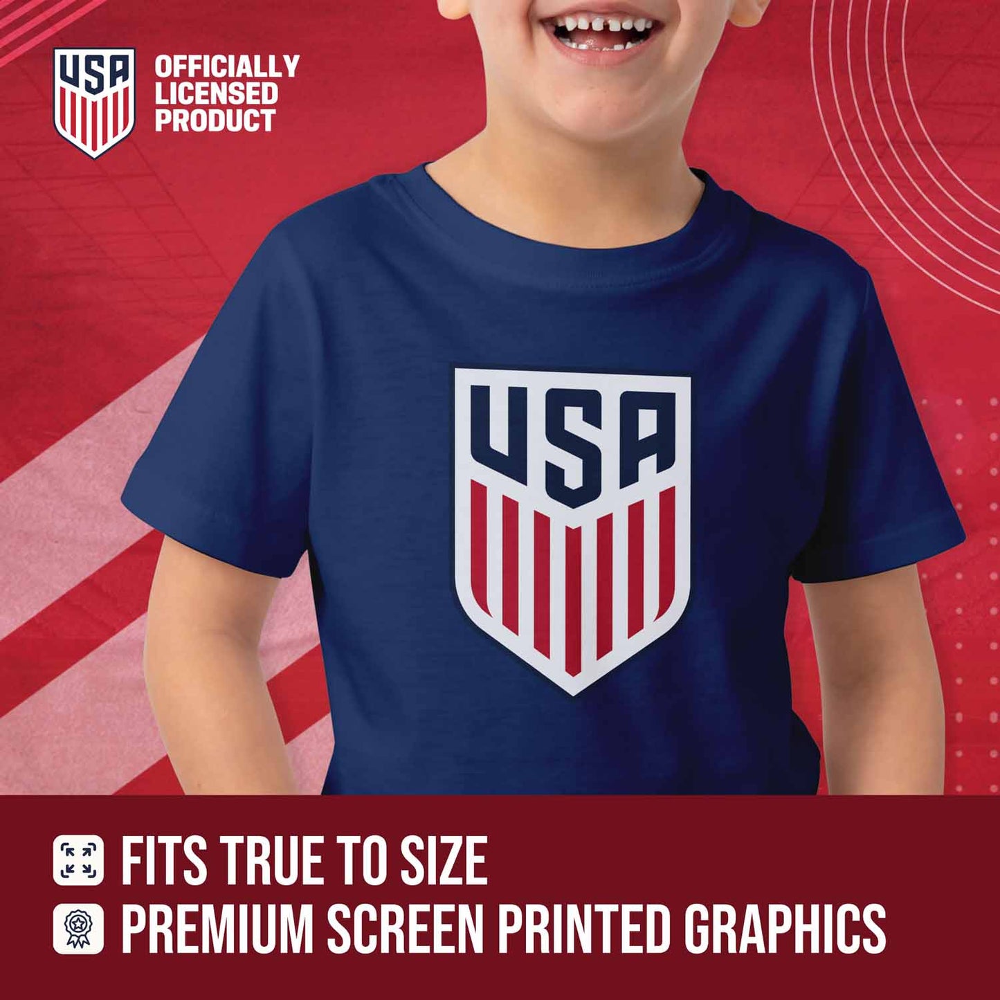 USA National Team Team Fan Apparel Youth US National Soccer Team T-Shirt For Boys & Girls - Navy