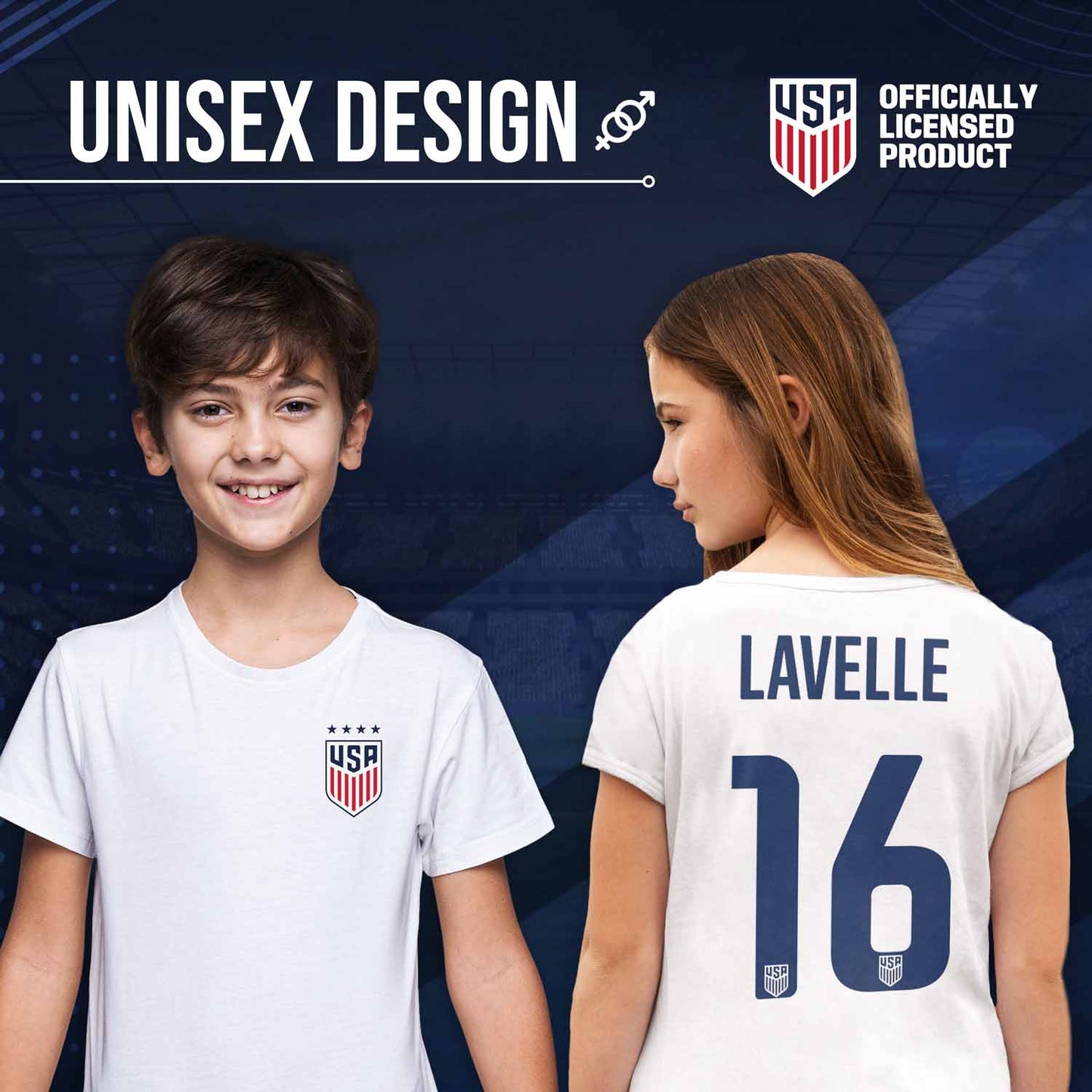 USA National Team The Victory Officially Licensed Youth US Women's National Soccer Team Rose Lavelle Name & Number T-Shirt - White #16